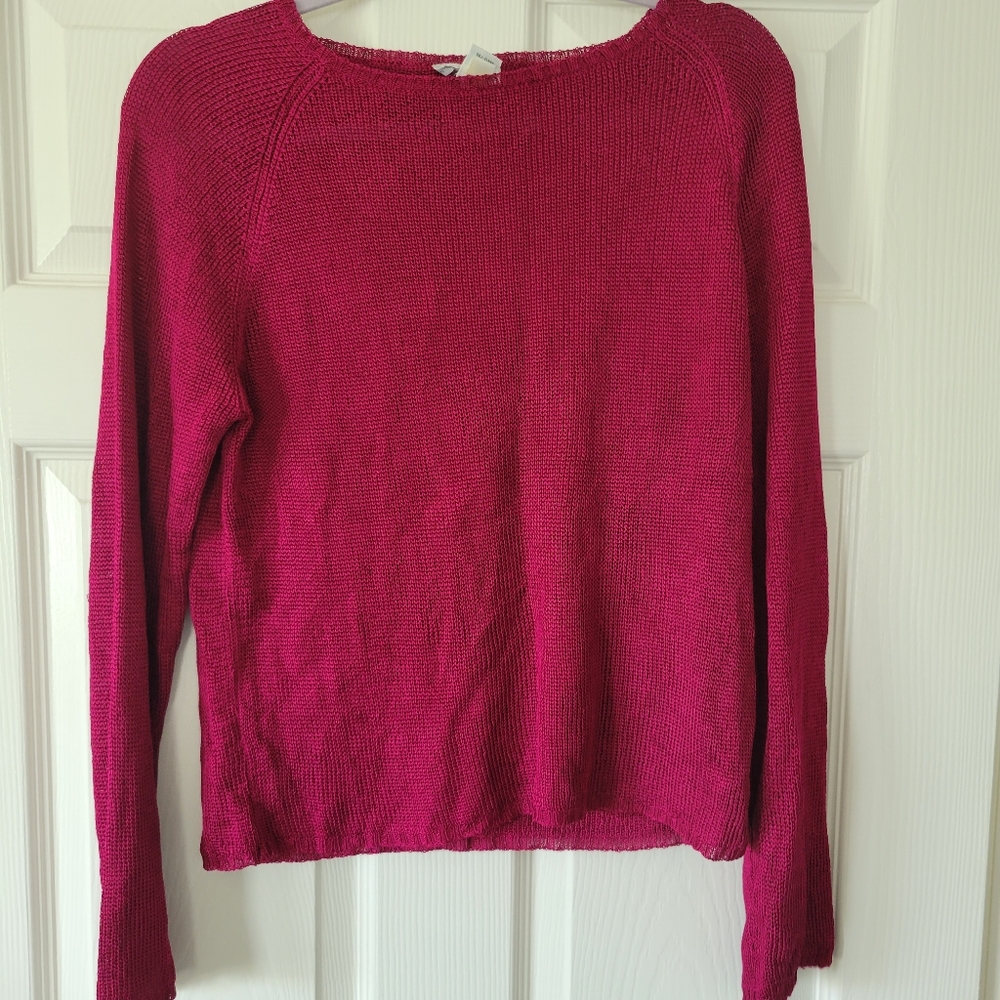 Ann Taylor Loft Womens Magenta Slinky Cropped Sweater